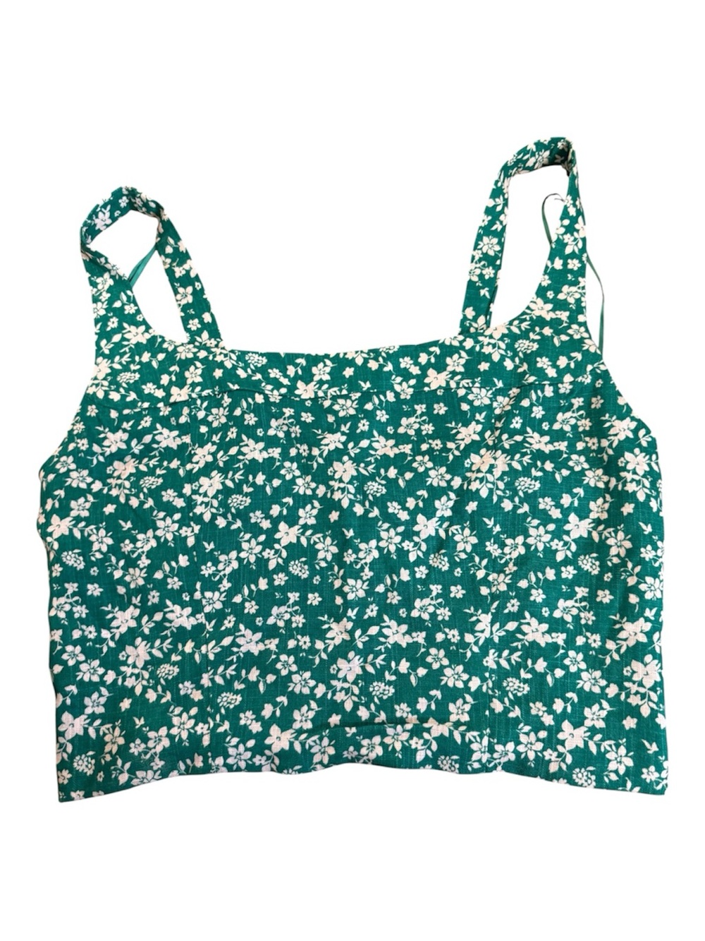 Copper Key Green Floral Smocked Crop Camisole Sz L
